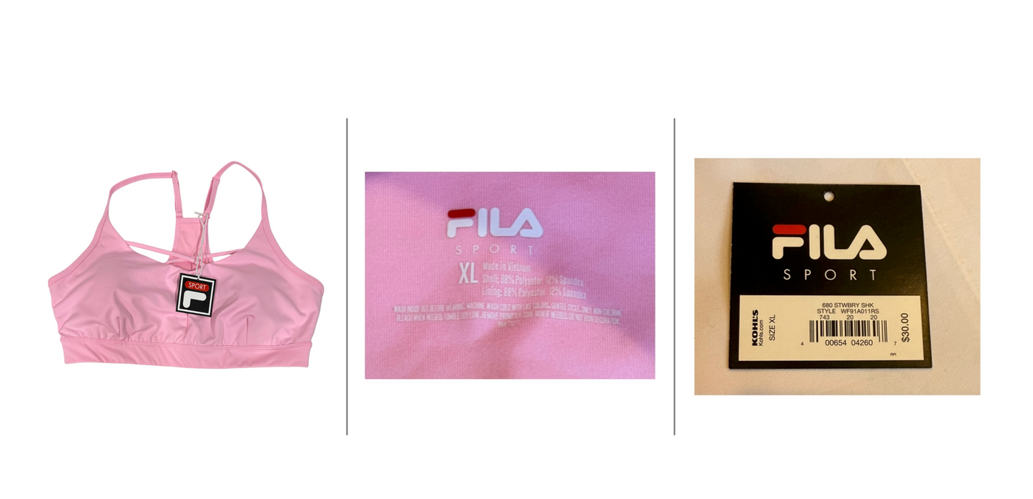 FILA Sport Pink Crisscross Back Sports Bra Set - XL | BellaRosaMariaBoutique