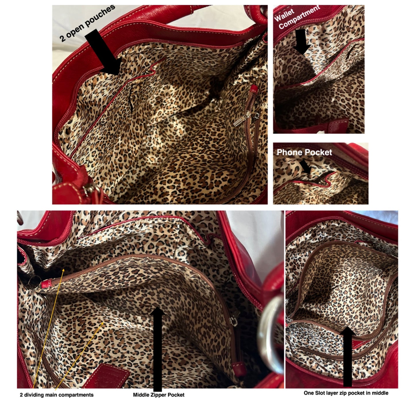 Bella Rosa Maria Boutique | Celsius | Genuine Leather | Red Handbag | Large