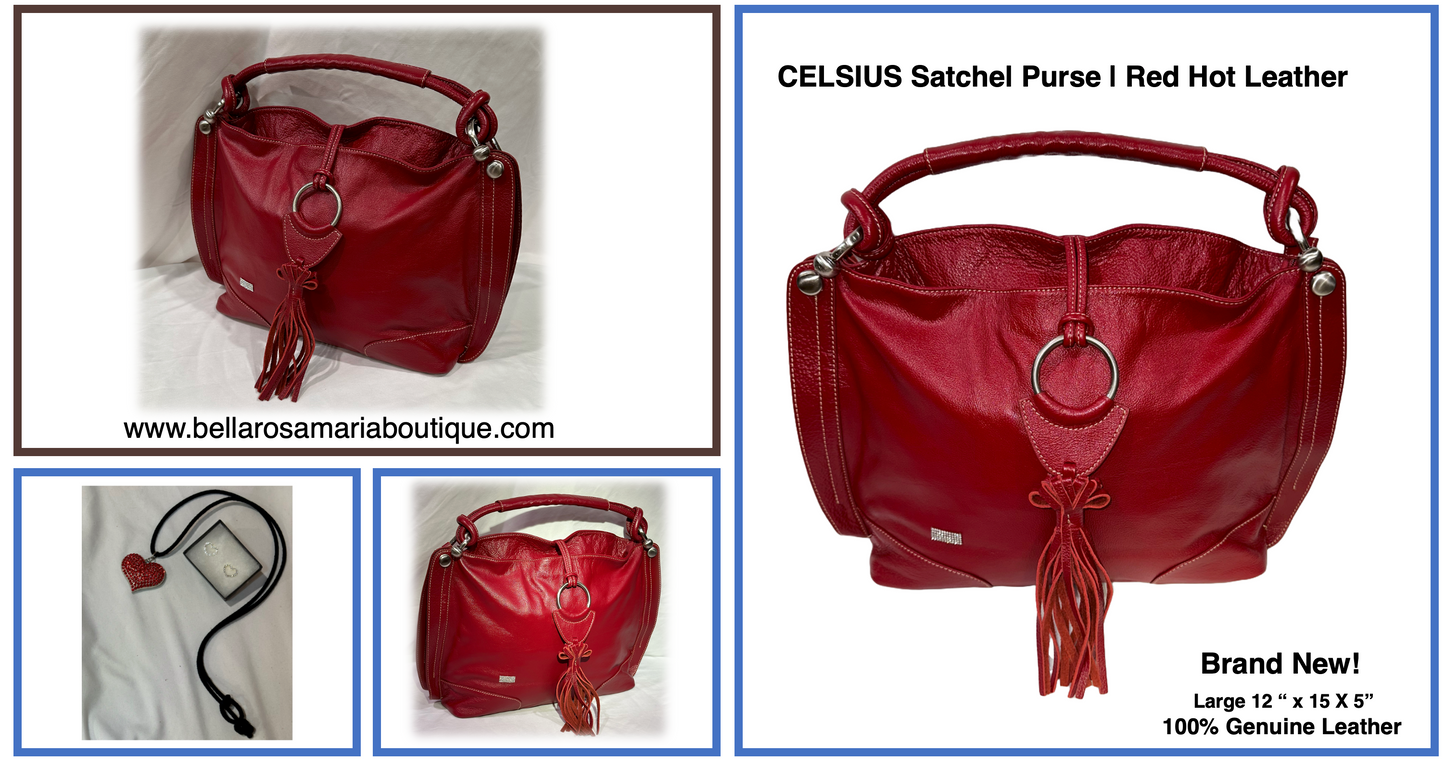 Bella Rosa Maria Boutique | Celsius | Genuine Leather | Red Handbag | Large