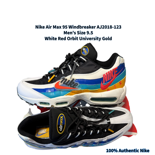 Nike Air Max 95 Windbreaker AJ2018-123 Men's Size 9.5 White Red Orbit University Gold