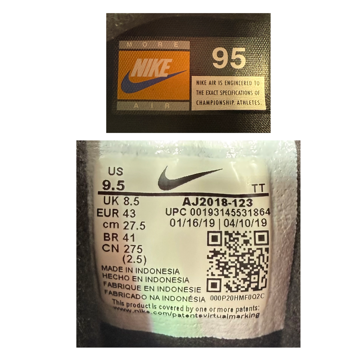 Nike Air Max 95 Windbreaker AJ2018-123 Men's Size 9.5 White Red Orbit University Gold