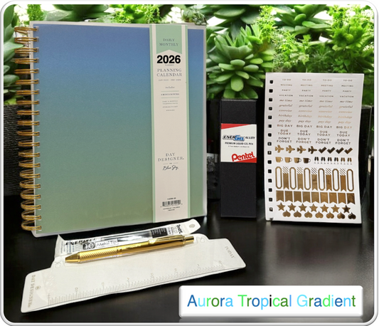 2026 Aurora Tropical Gradient Daily/Monthly Planner Gift Set – BellaRosaMariaBoutique™ Exclusive
