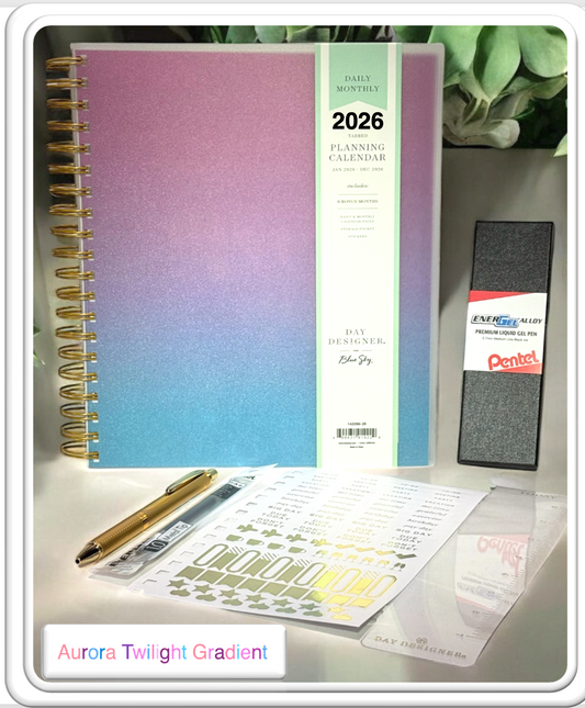 2026 Aurora Twilight Gradient Daily/Monthly Planner Gift Set – BellaRosaMariaBoutique™ Exclusive