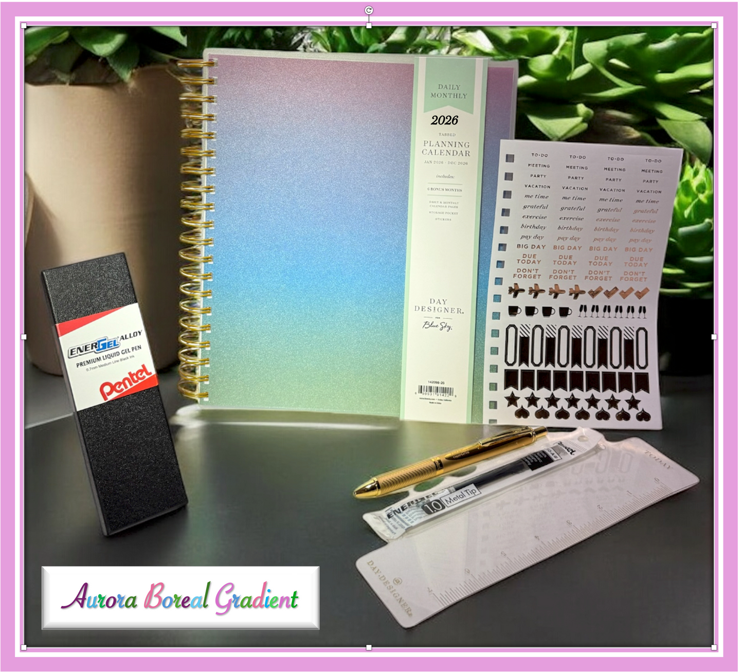 2026 Aurora Boreal Gradient Daily/Monthly Planner Gift Set – BellaRosaMariaBoutique™ Exclusive
