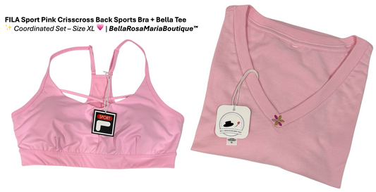 FILA Sport Pink Crisscross Back Sports Bra Set - XL | BellaRosaMariaBoutique | 40% Off