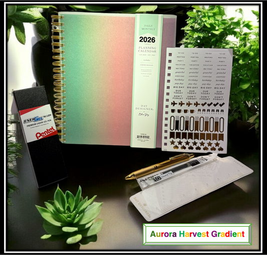 2026 Aurora Harvest Gradient Daily/Monthly Planner Gift Set – BellaRosaMariaBoutique™ Exclusive