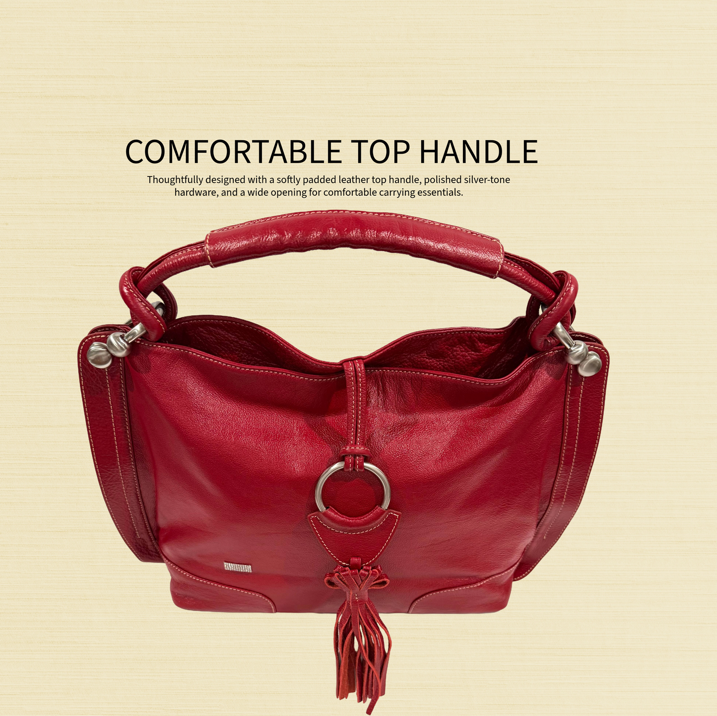 Celsius | Genuine Leather | Red Handbag | Large | Free Shipping! | BellaRosaMariaBoutique Exclusive