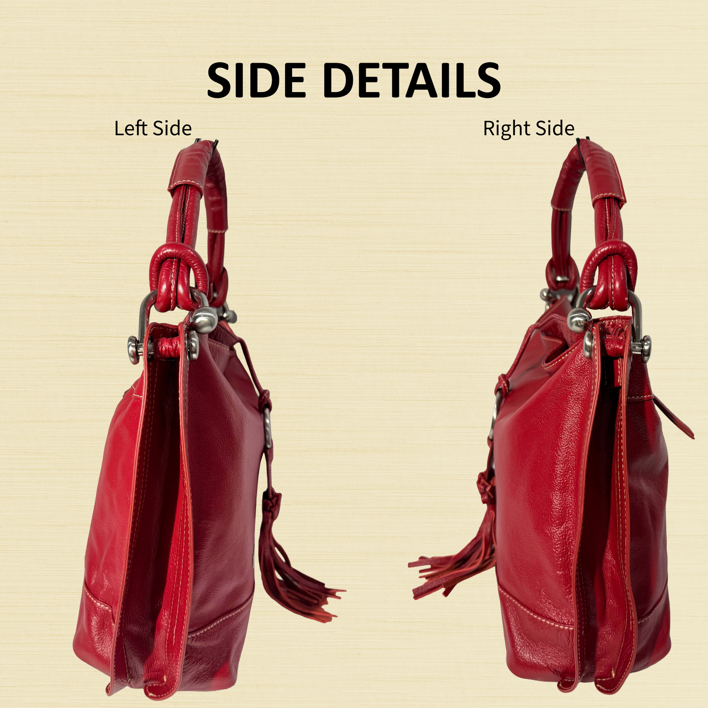 Celsius | Genuine Leather | Red Handbag | Large | Free Shipping! | BellaRosaMariaBoutique Exclusive