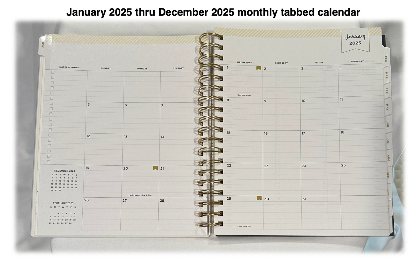 Day Designer 2025 | Large 8x10 | Daily/Monthly Planner & Gold Pen Set | Yellow