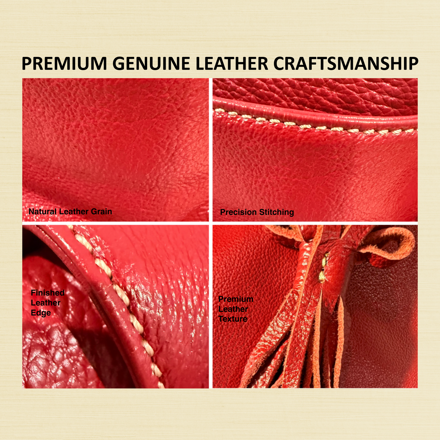 Celsius | Genuine Leather | Red Handbag | Large | Free Shipping! | BellaRosaMariaBoutique Exclusive