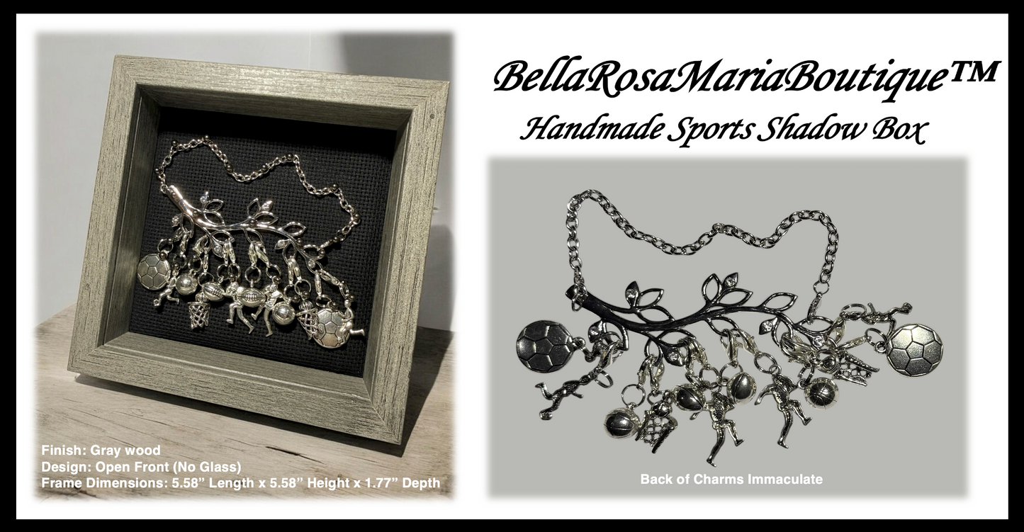 BellaRosaMariaBoutique™ Handmade Sports Shadow Box - Soccer Football Basketball Decor - Unique Gift