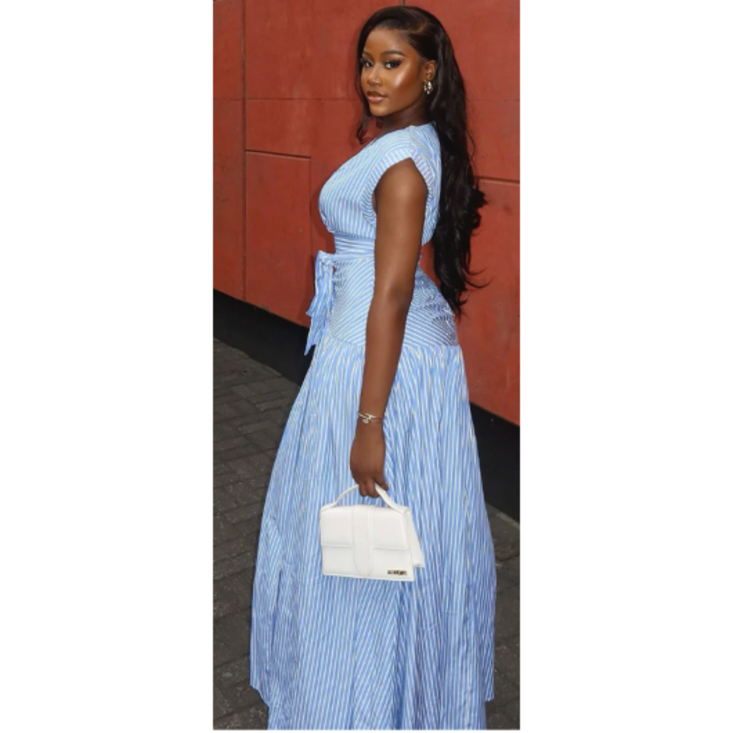 Fashion Nova Evelyn Striped Maxi Dress Blue Combo XL | BellaRosaMariaBoutique™ Exclusive | NWT