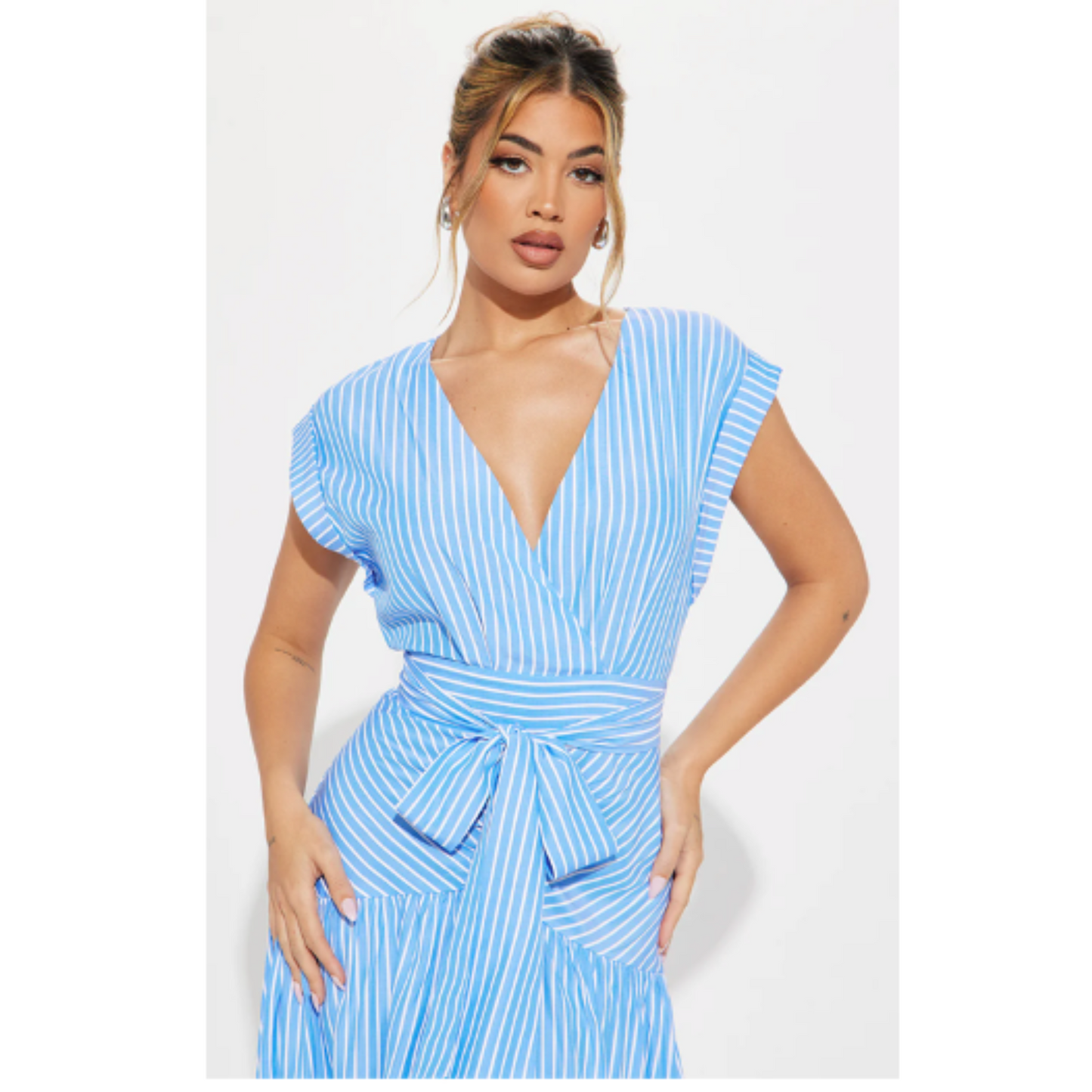 Fashion Nova Evelyn Striped Maxi Dress Blue Combo XL | BellaRosaMariaBoutique™ Exclusive | NWT