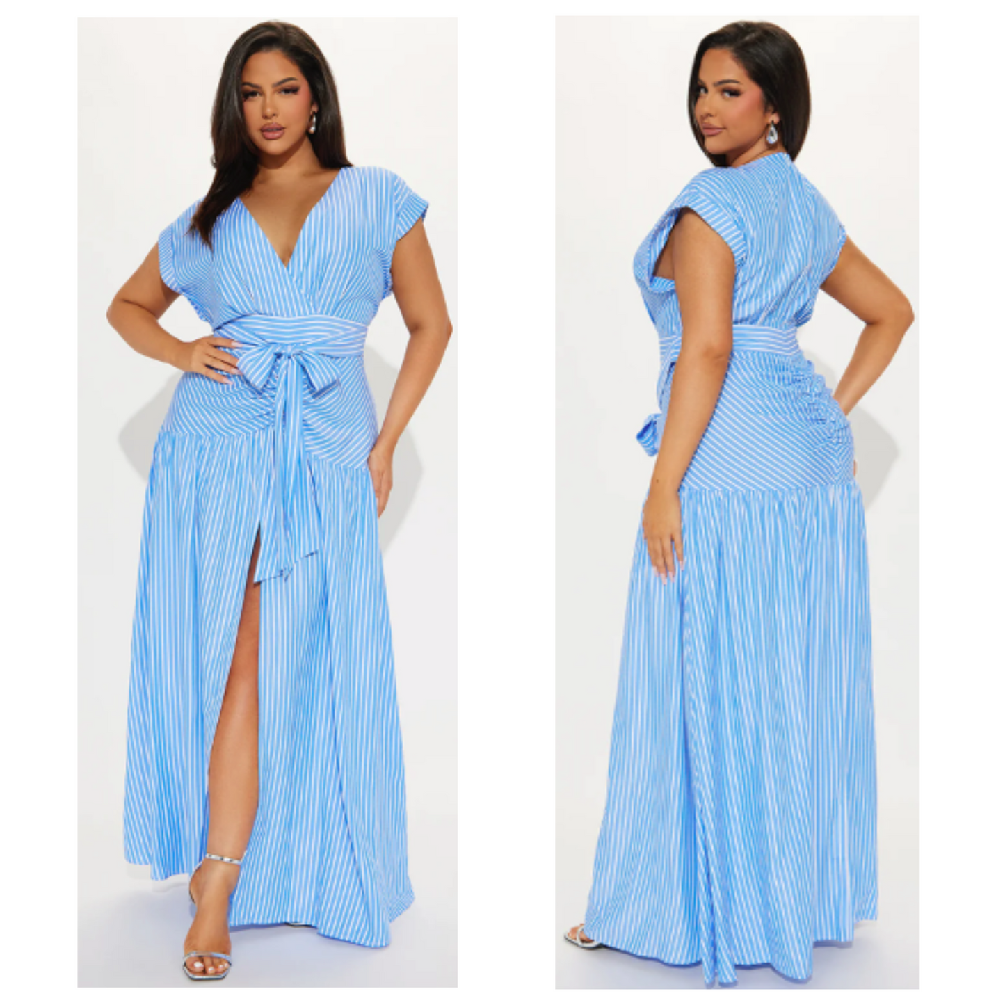 Fashion Nova Evelyn Striped Maxi Dress Blue Combo XL | BellaRosaMariaBoutique™ Exclusive | NWT