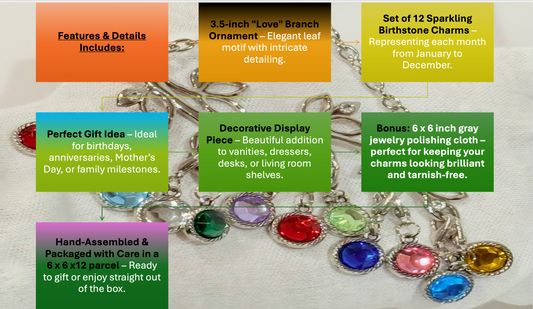 BellaRosaMariaBoutique Exclusive | 15-Piece Ensemble | Crystal Charms | Tree & Stand & Cloth