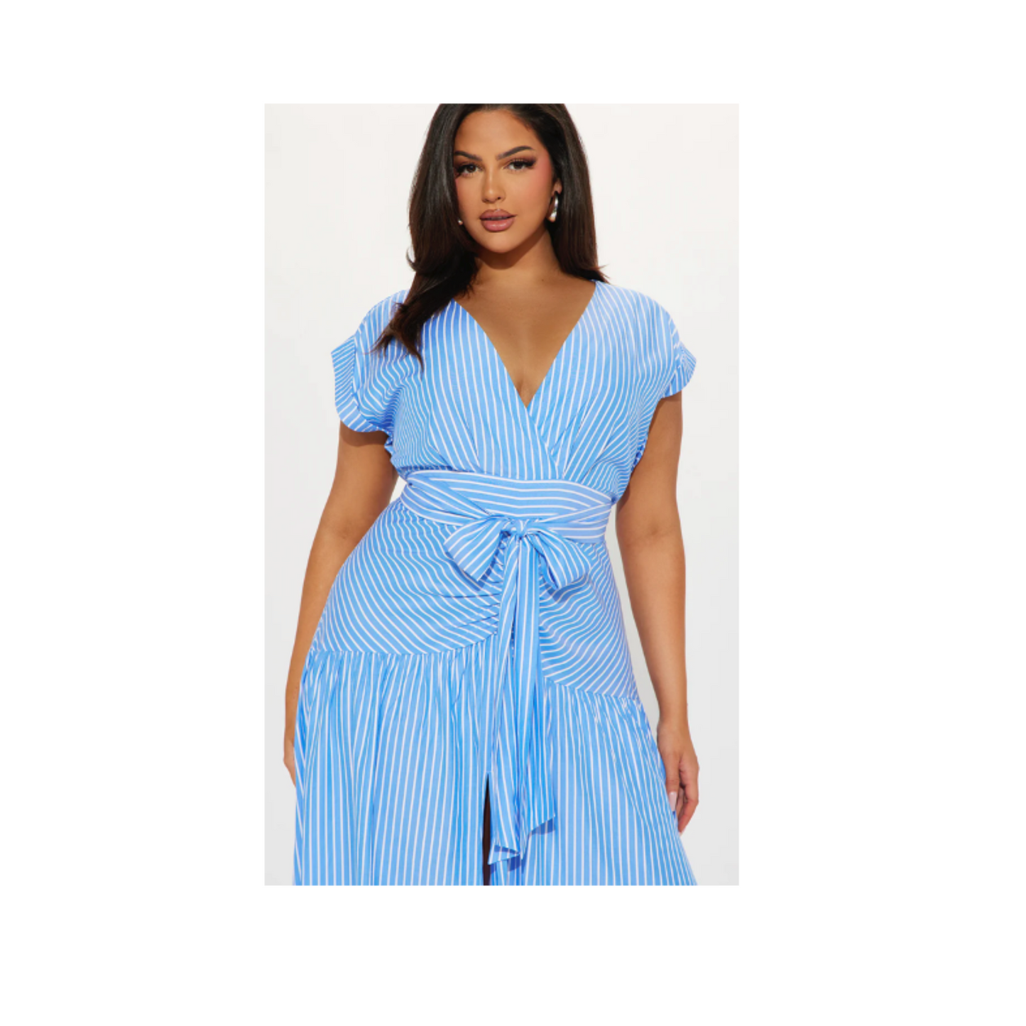 Fashion Nova Evelyn Striped Maxi Dress Blue Combo XL | BellaRosaMariaBoutique™ Exclusive | NWT