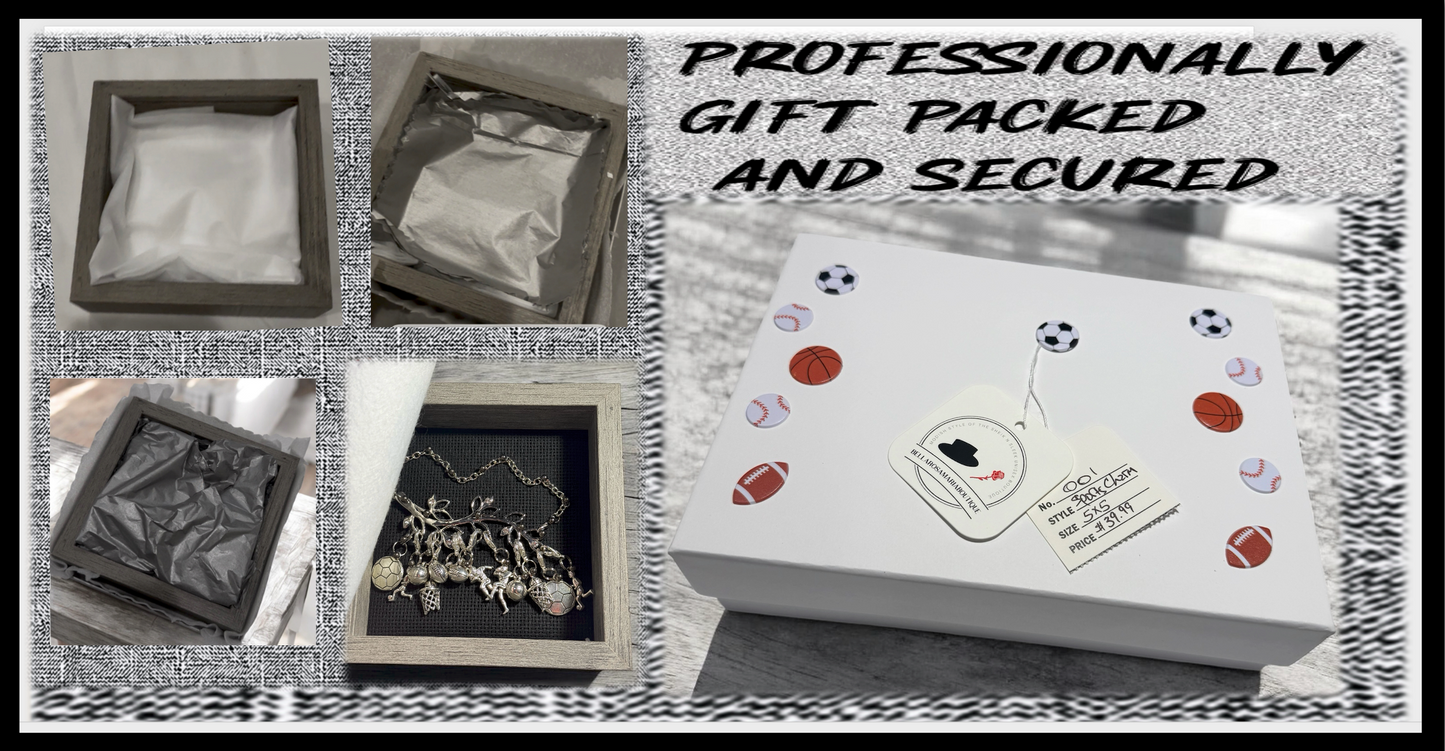 BellaRosaMariaBoutique™ Handmade Sports Shadow Box - Soccer Football Basketball Decor - Unique Gift